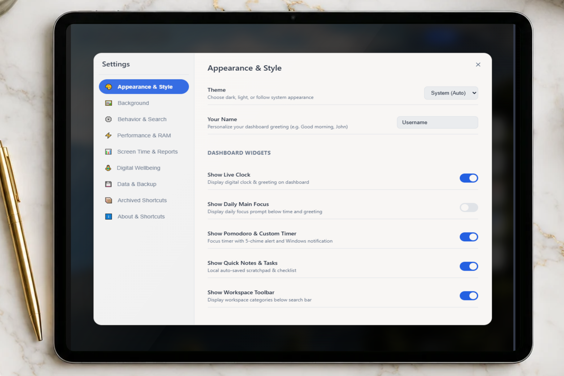 Appearance & Style Controls